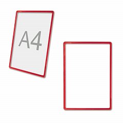Рамка POS для ценников, рекламы и объявлений А4, красная, без защитного экрана, 290252 фото