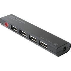 Хаб DEFENDER Quadro Promt, USB 2.0, 4 порта, порт для питания, черный, 83200 фото