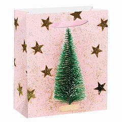 Пакет подарочный новогодний 17,8x9,8x22,9 см ЗОЛОТАЯ СКАЗКА "Pink Ivory", фольга, розовый, 608234 фото