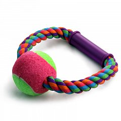 Игрушка для собак "Верёвка-кольцо с ручкой, мяч", d65/165мм, Triol фото